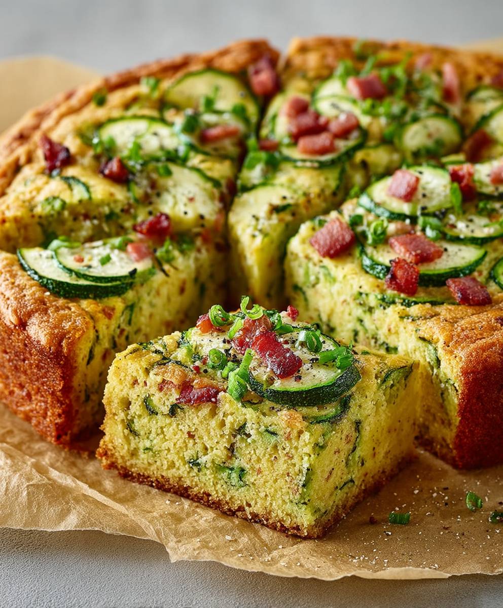 Gateau courgette lardons