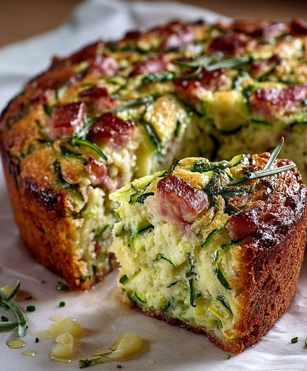 Cake courgette lardons moelleux