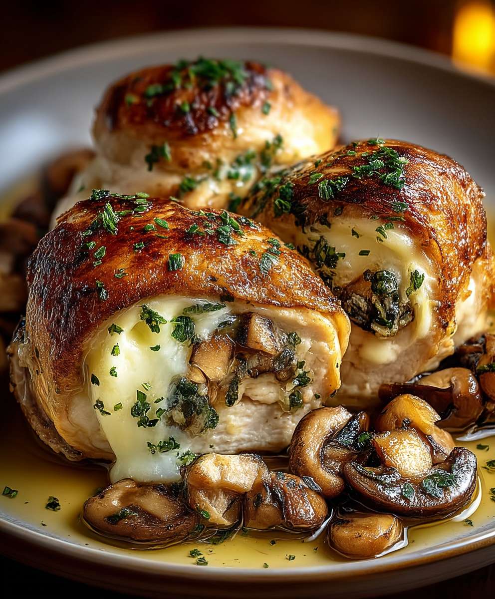 Poulet roulé champignons fromage fondant