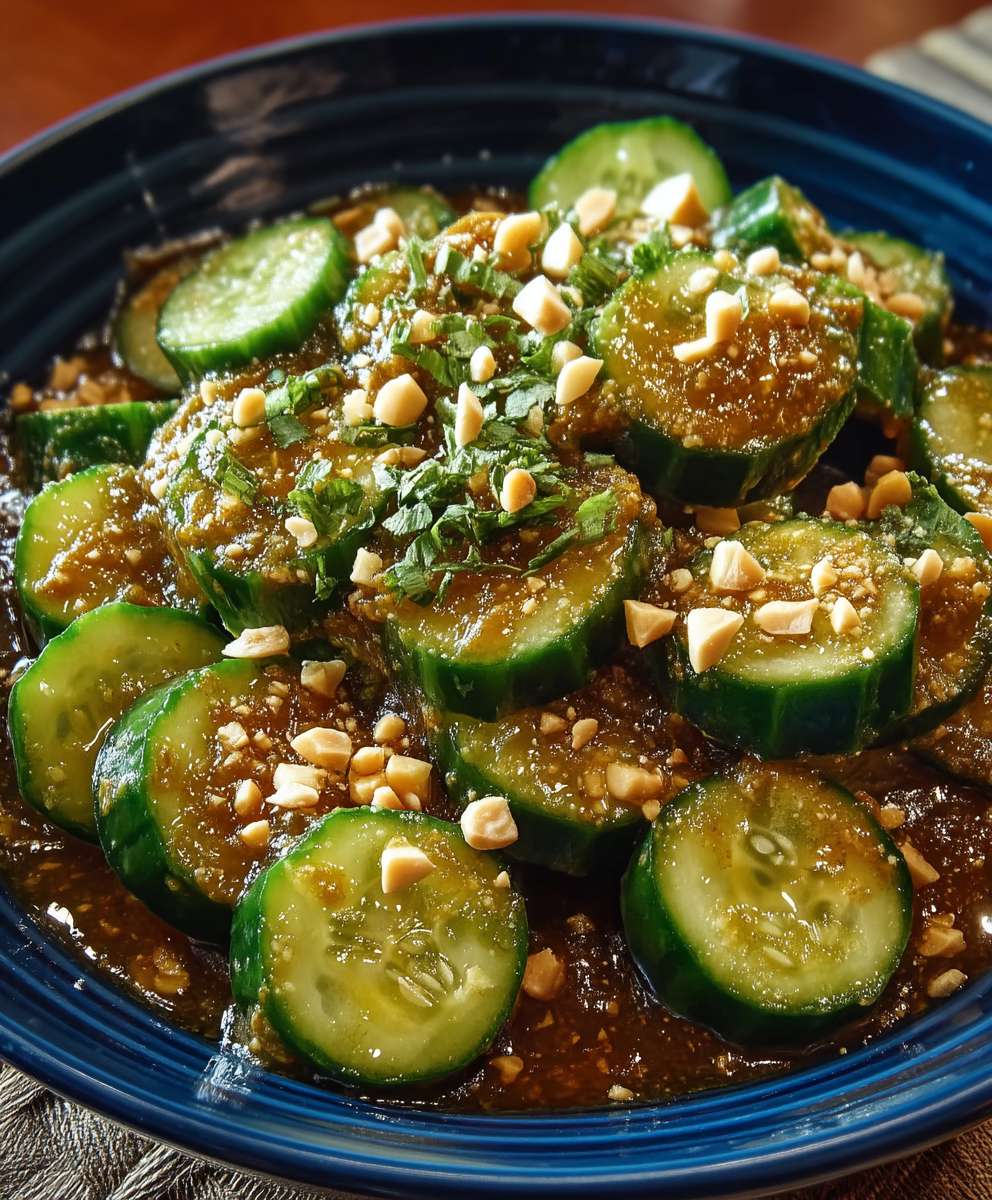 Concombres sauce épicée cacahuètes