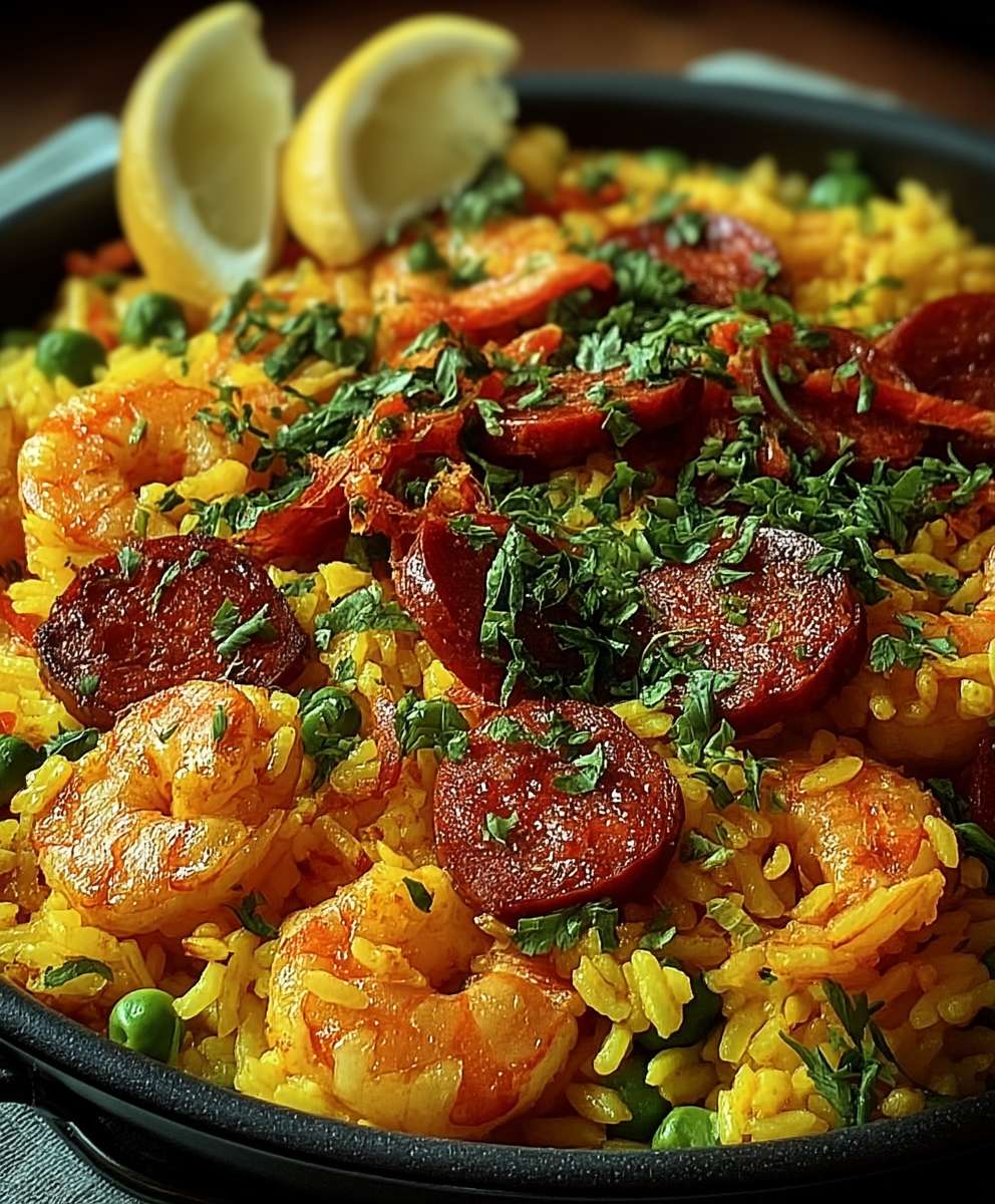 Riz façon paella chorizo crevettes