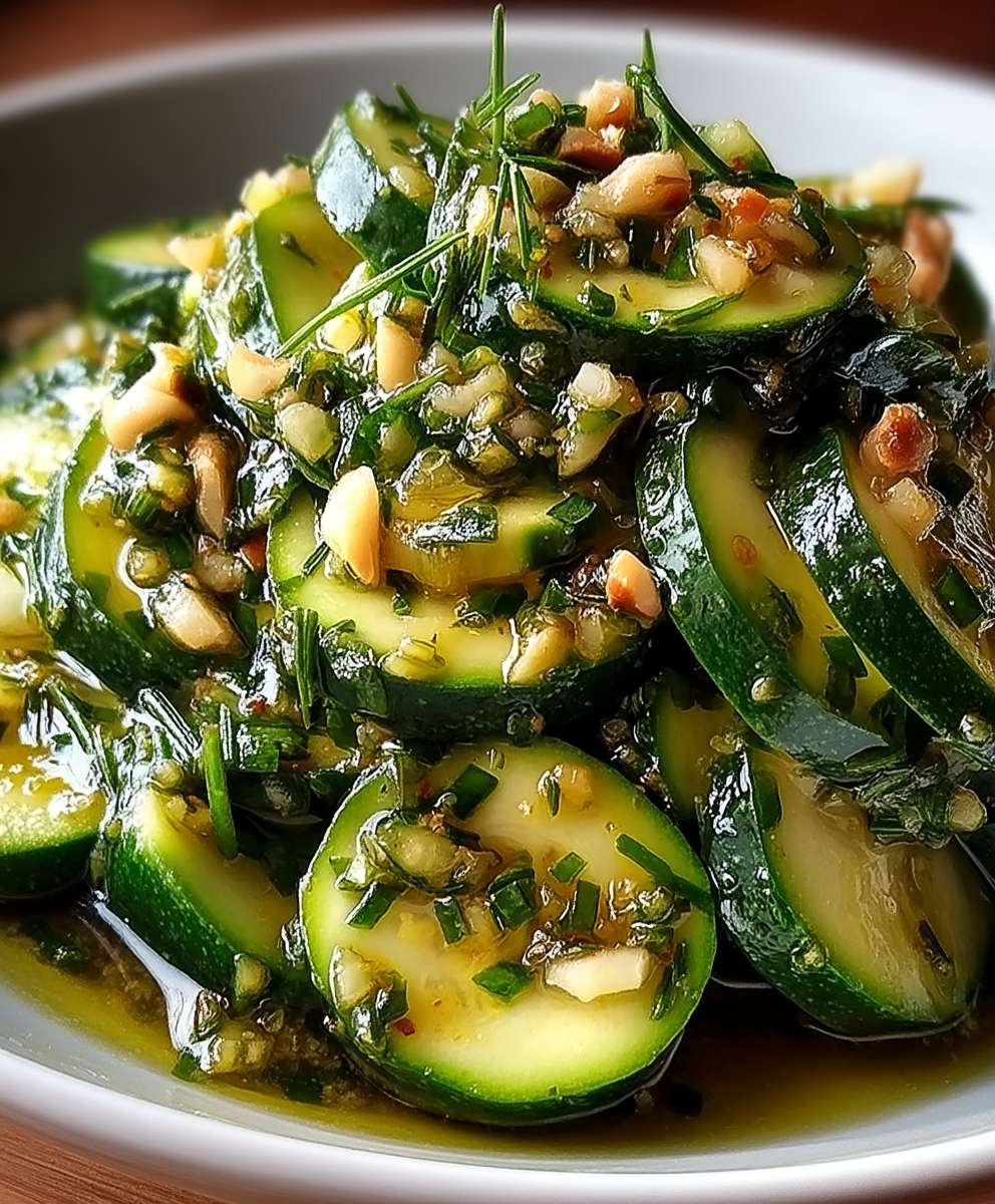 Salade courgettes estragon huile de noix