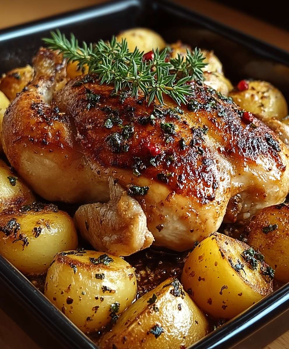 Poulet rôti pommes de terre fondantes