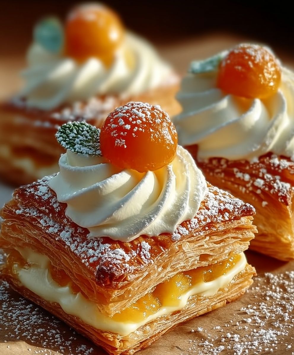 Feuilletés abricot crème vanillée