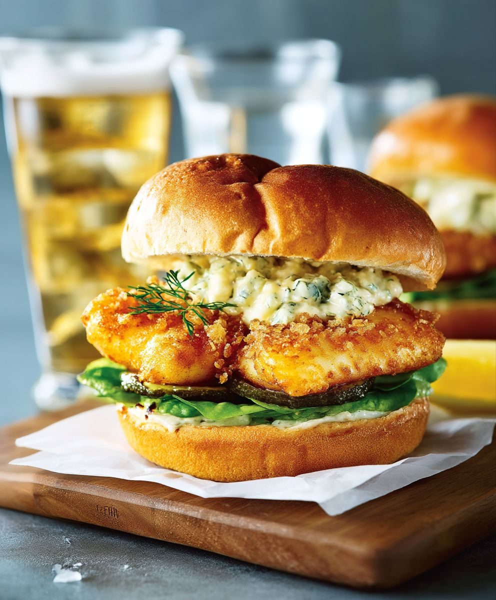 Burgers morue cornichons frits