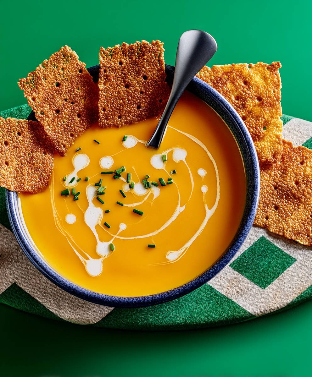 Soupe carottes crackers fromage tortilla
