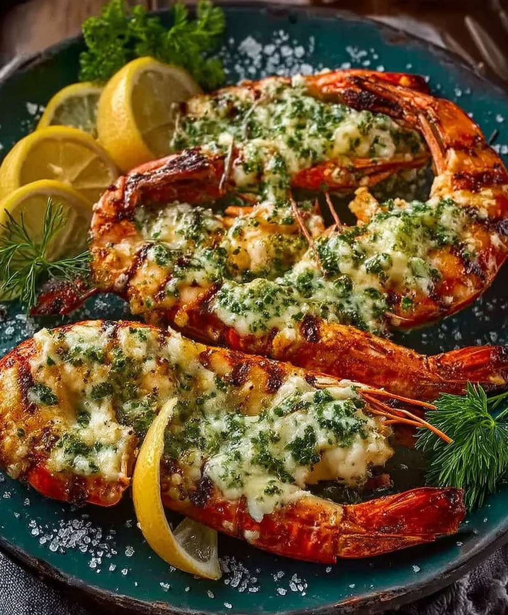 Gambas grillées beurre ail persil