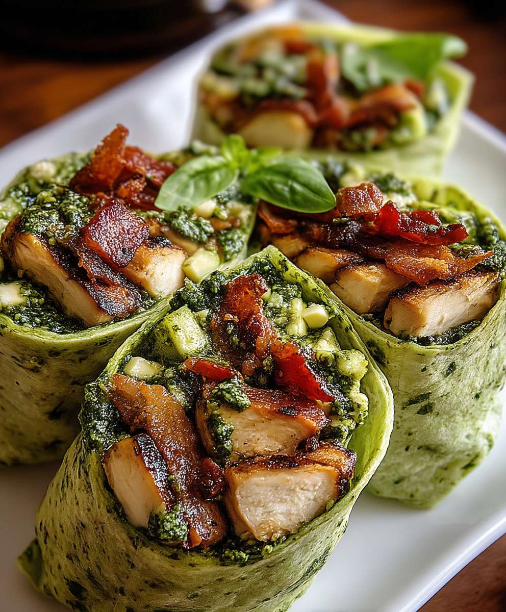 Wrap laitue poulet pesto avocat bacon