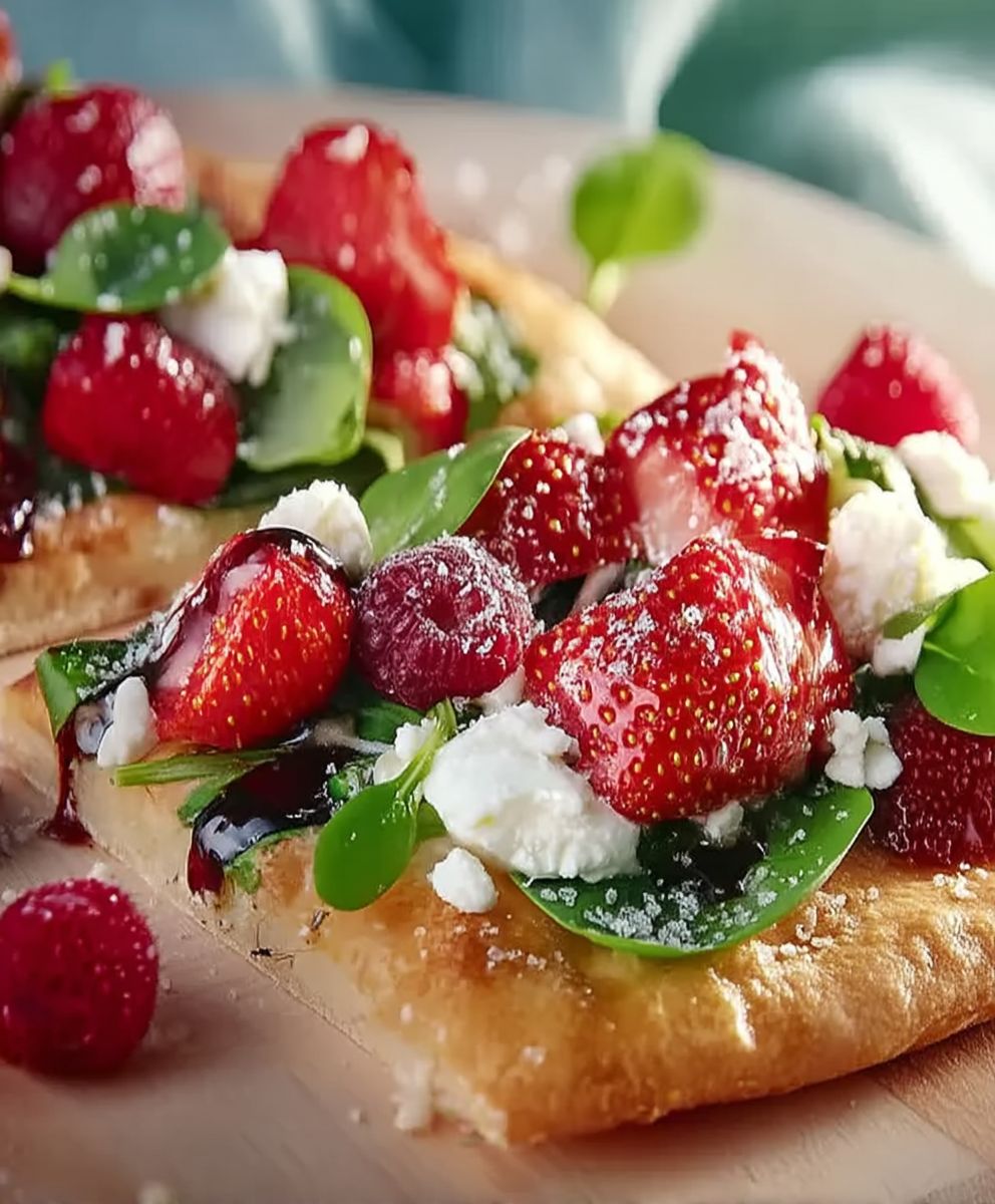 Pizza fraises micropousses fromage chèvre