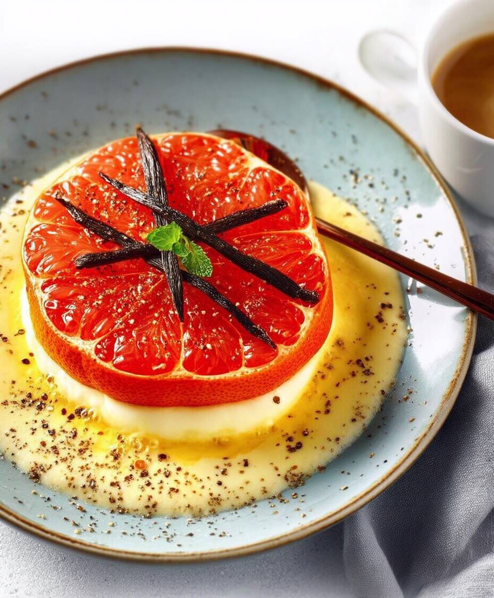 Pamplemousse rôti crème vanillée