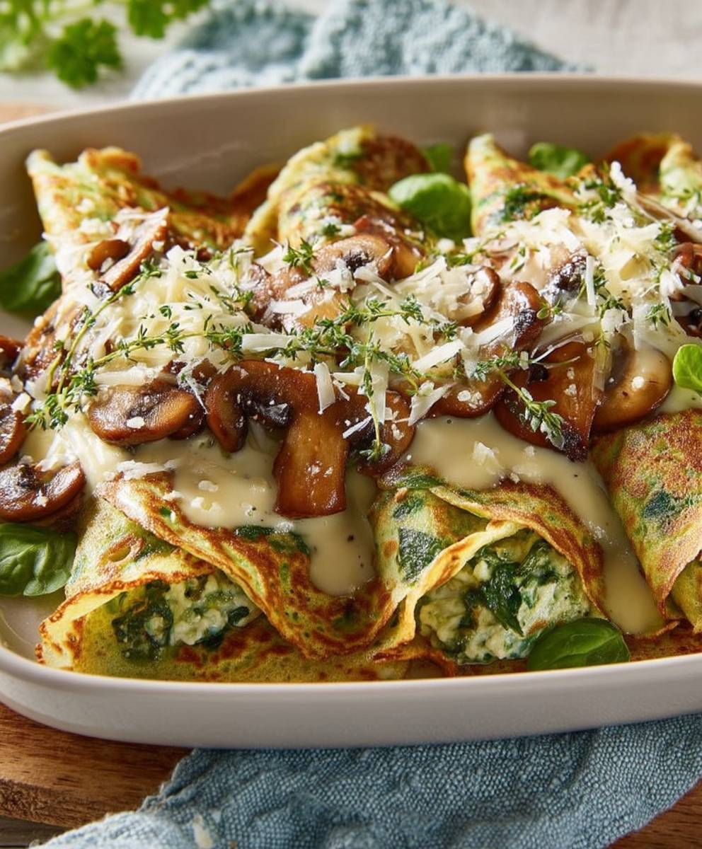 Pancakes gratinés aux champignons
