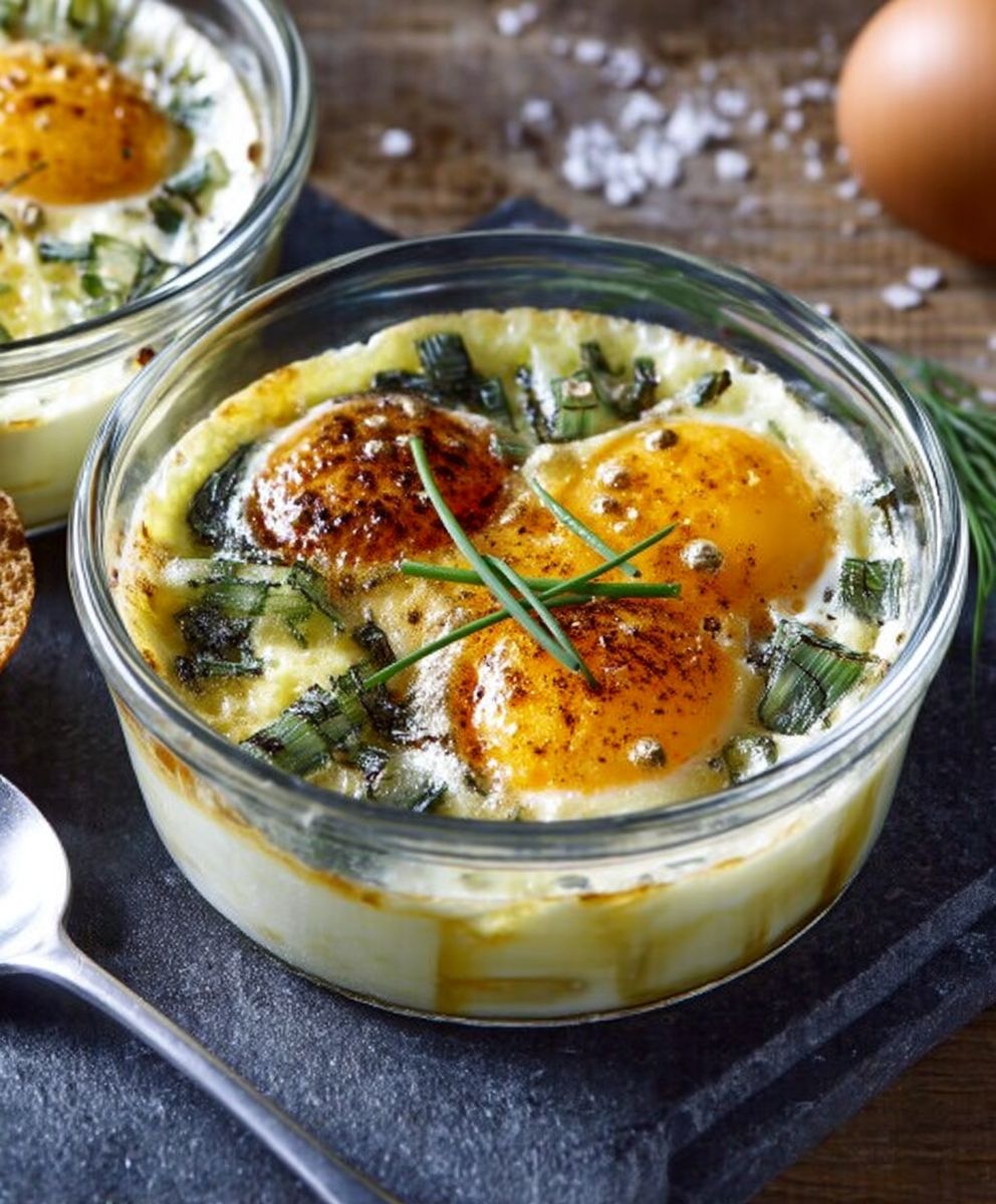 Oeufs cocotte aux poireaux