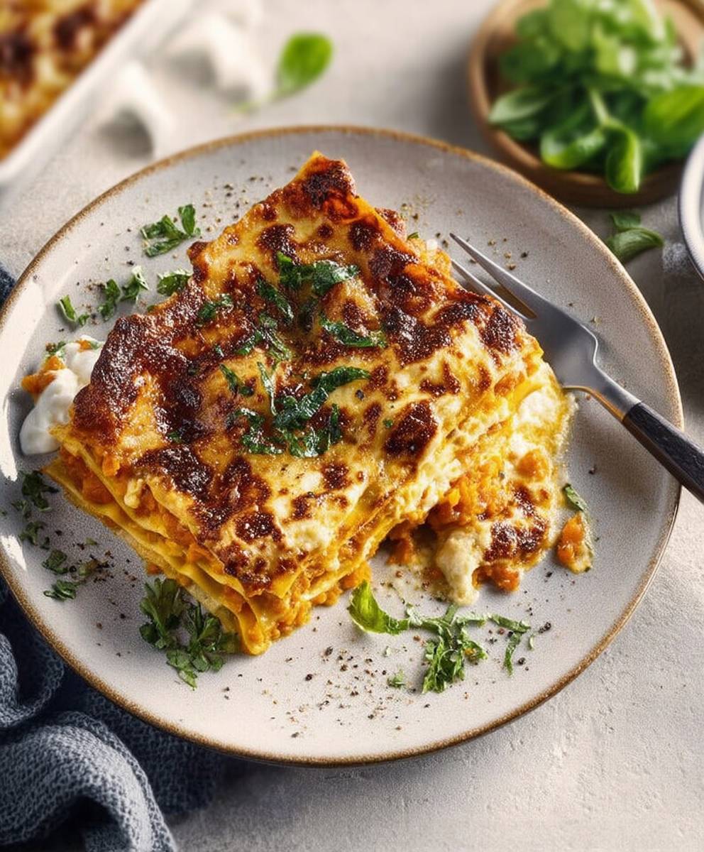 Lasagnes potimarron lentilles corail