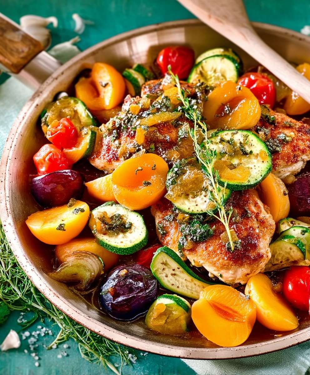 Poulet courgettes abricots