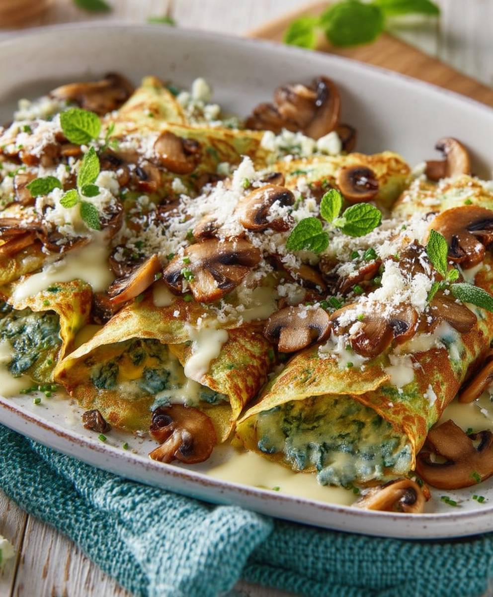 Pancakes gratinés aux champignons