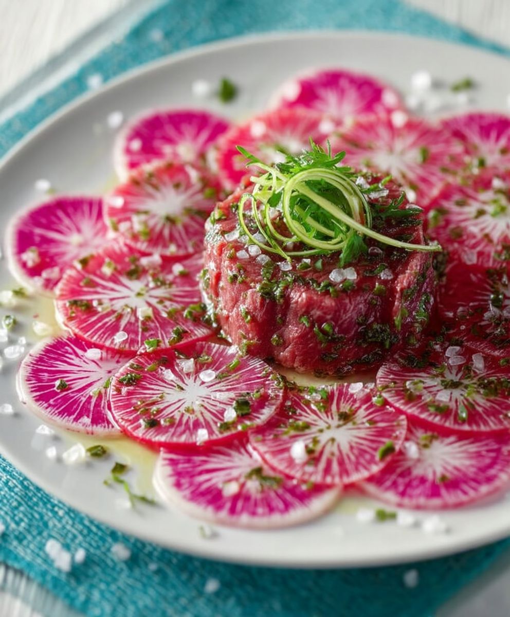Bavette carpaccio radis chinois