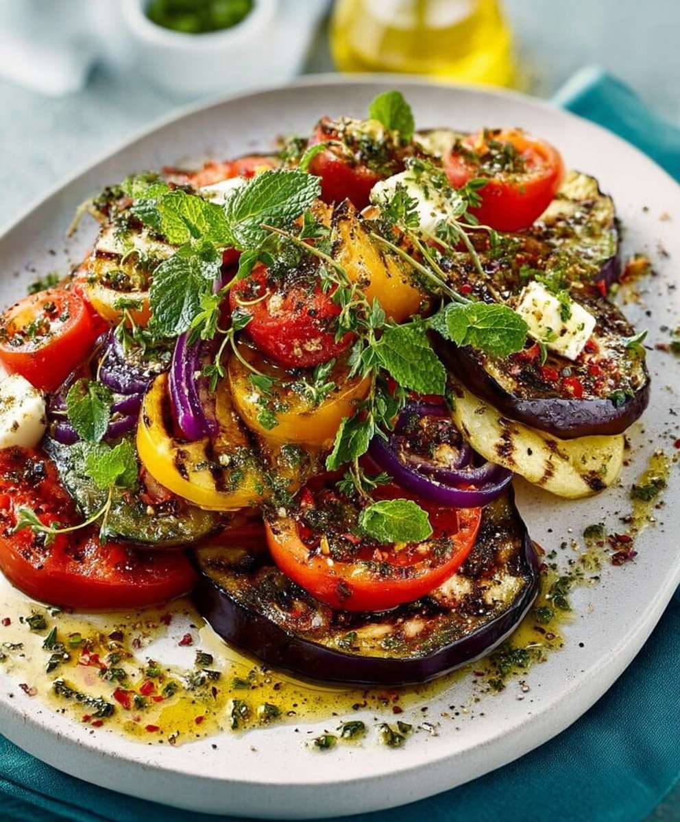Salade aubergines tomates