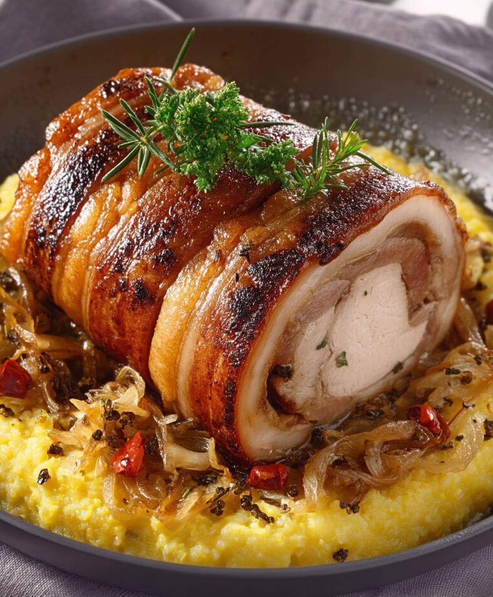 Roulé de porc polenta crémeuse