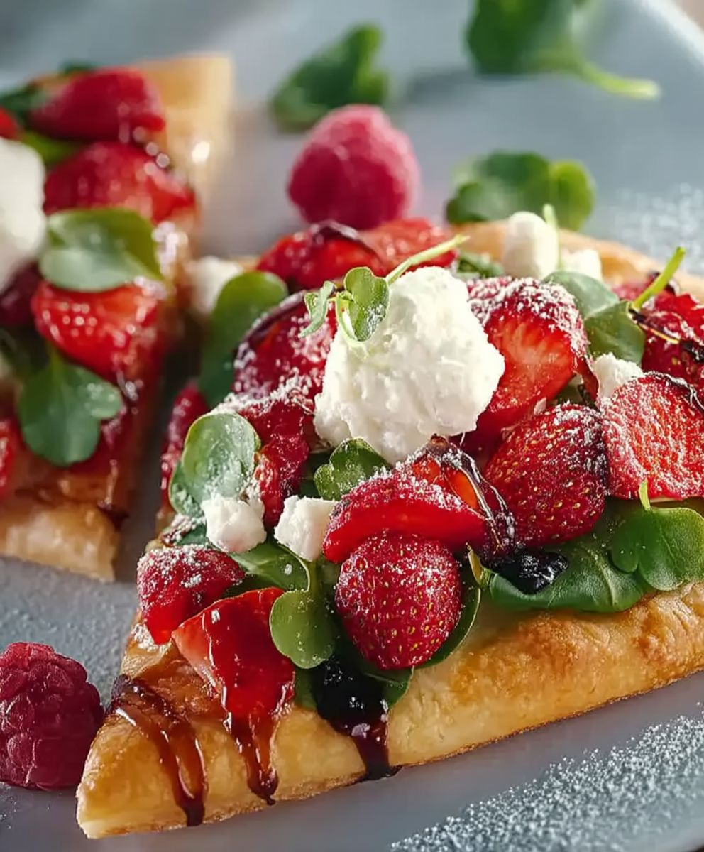 Pizza fraises micropousses fromage chèvre