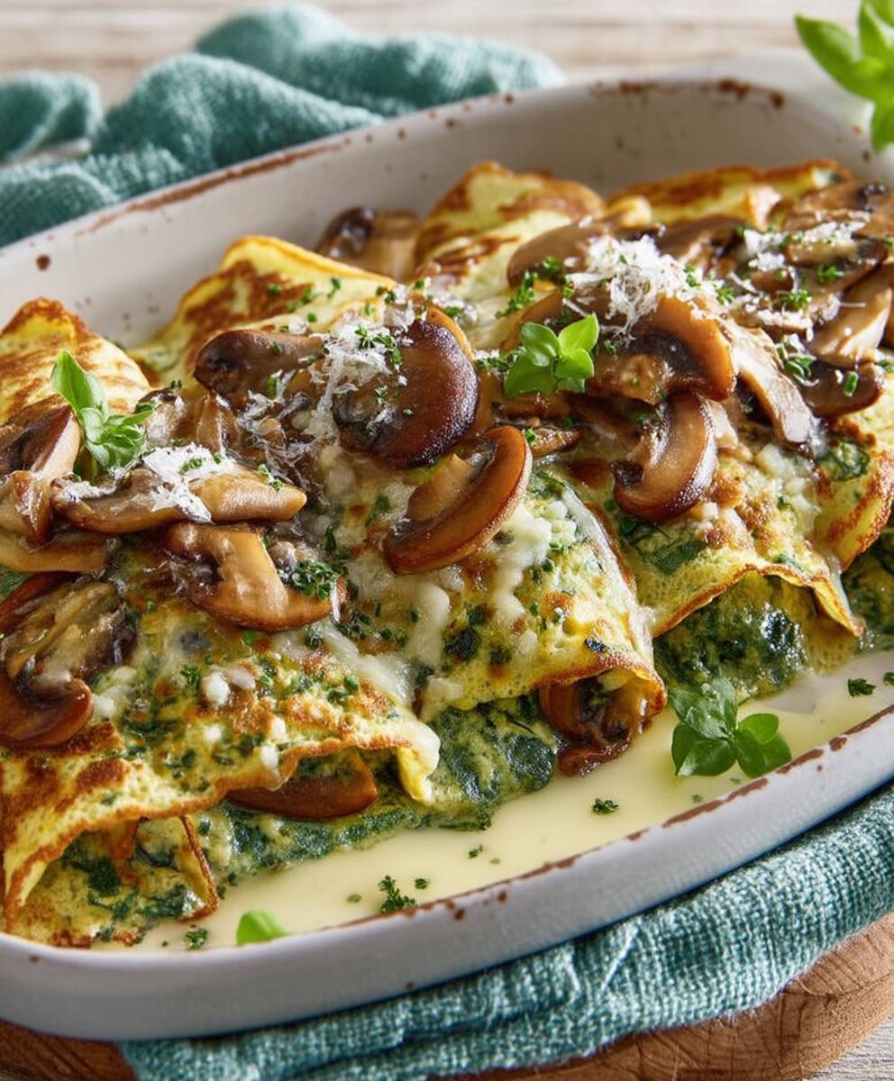 Pancakes gratinés aux champignons