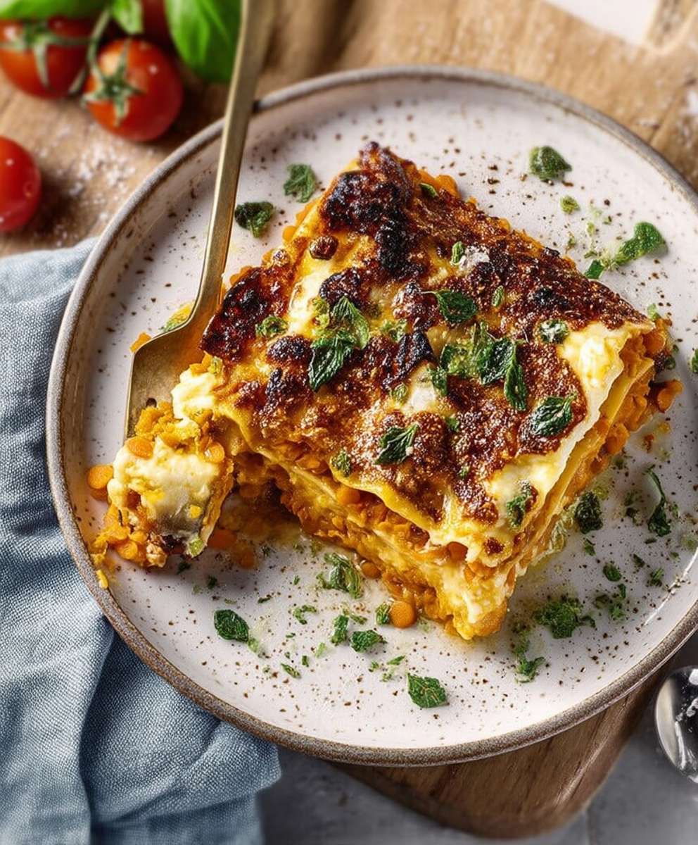 Lasagnes potimarron lentilles corail