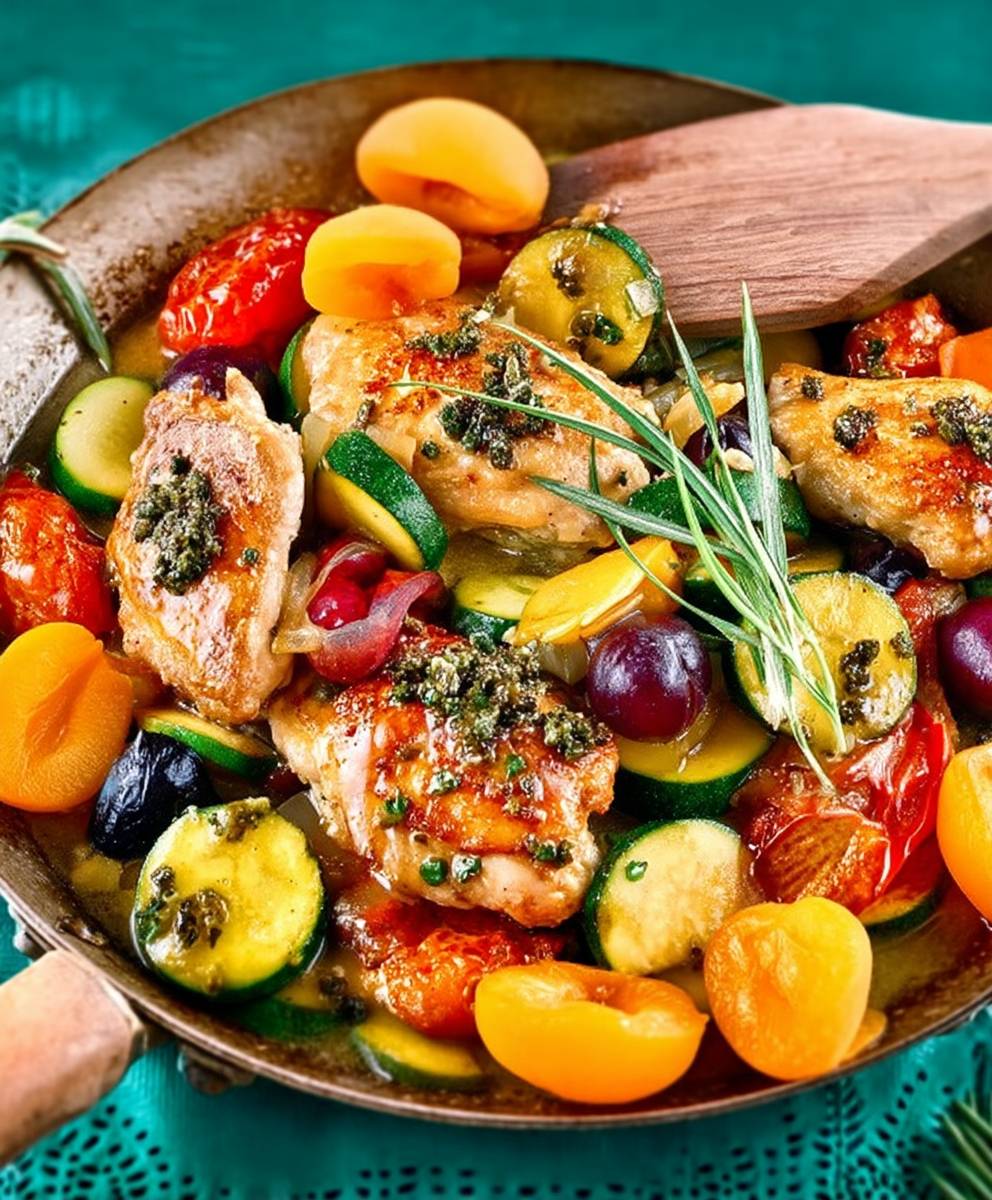 Poulet courgettes abricots