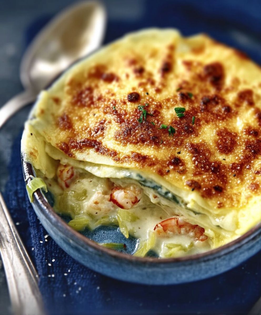 Lasagnes poireaux crevettes