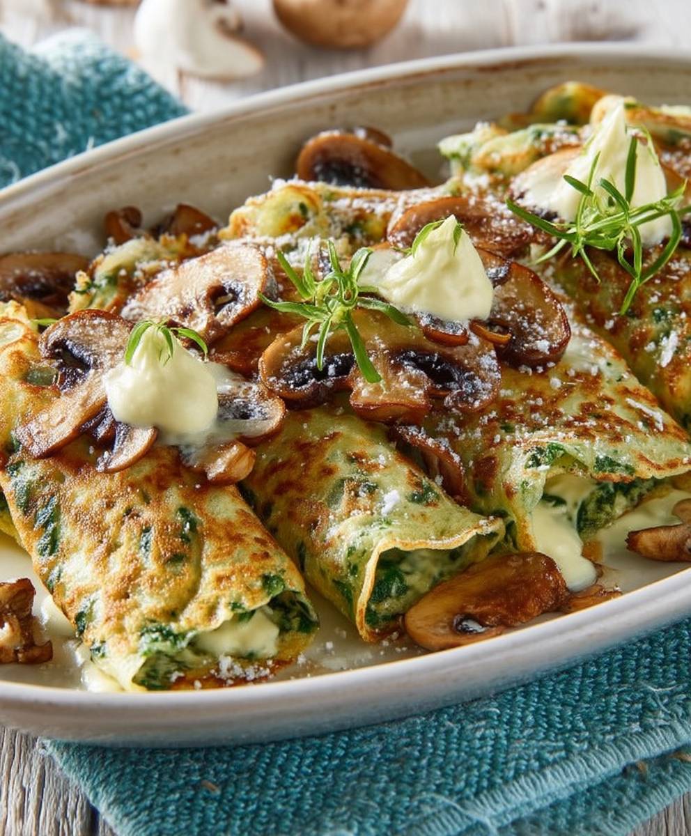 Pancakes gratinés aux champignons