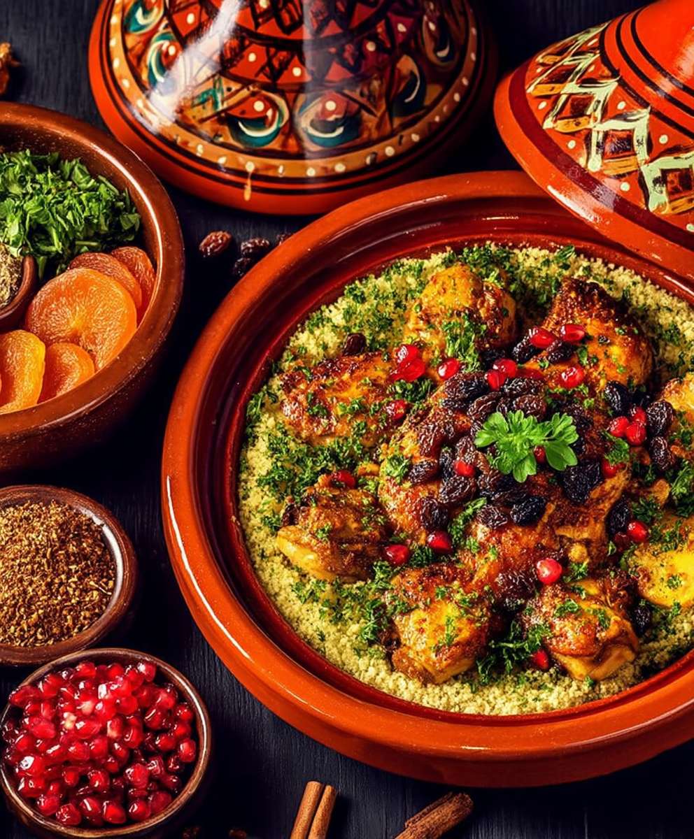 Tajine poulet raisins secs
