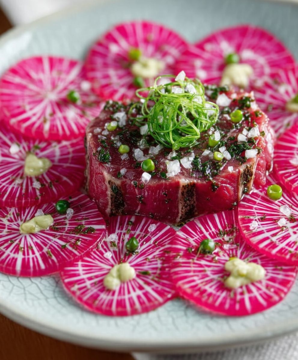 Bavette carpaccio radis chinois