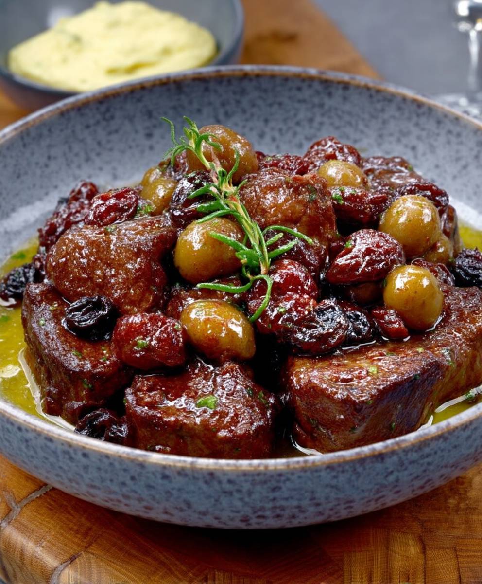 Agneau raisins caramélisés
