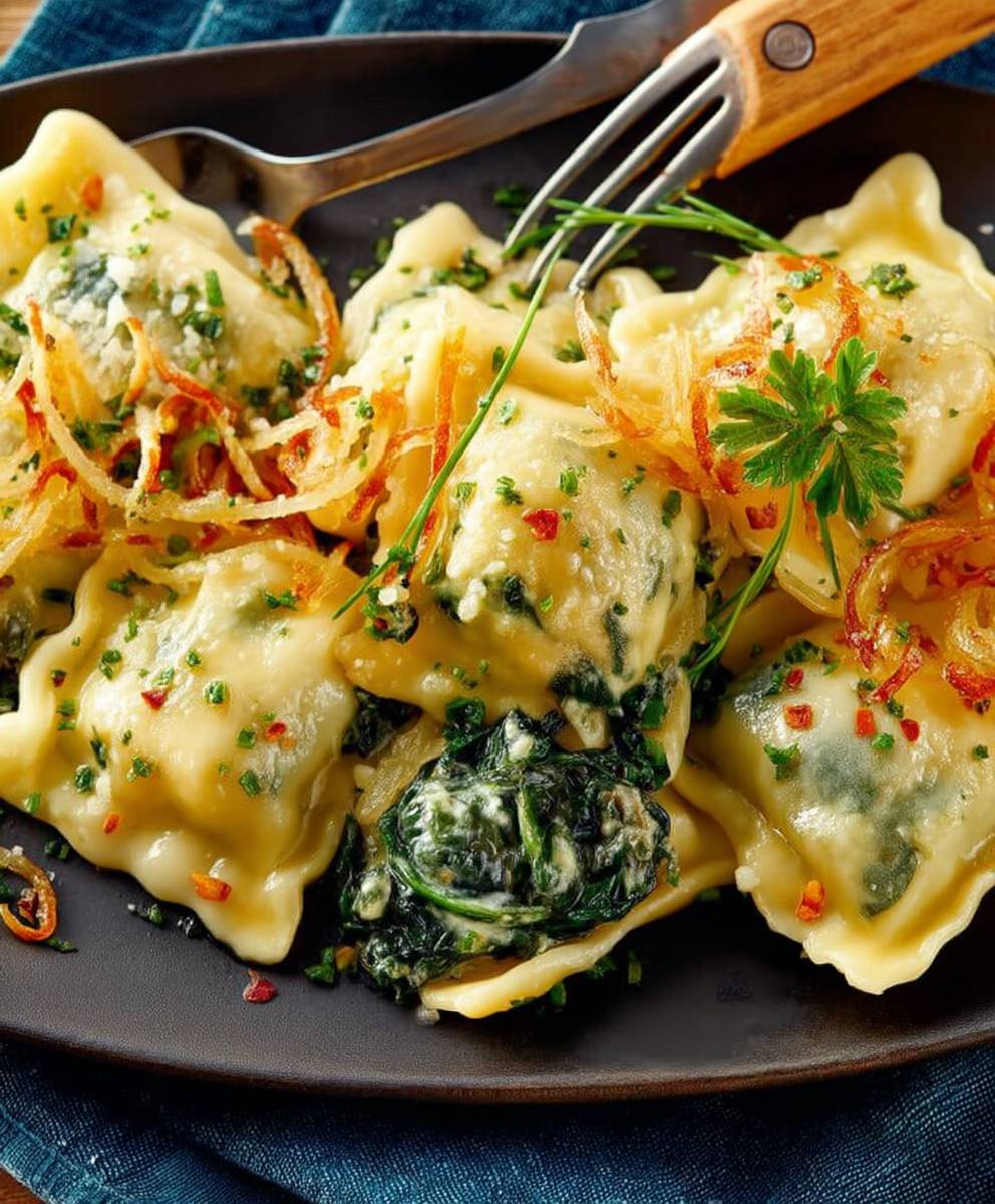 Raviolis aux épinards