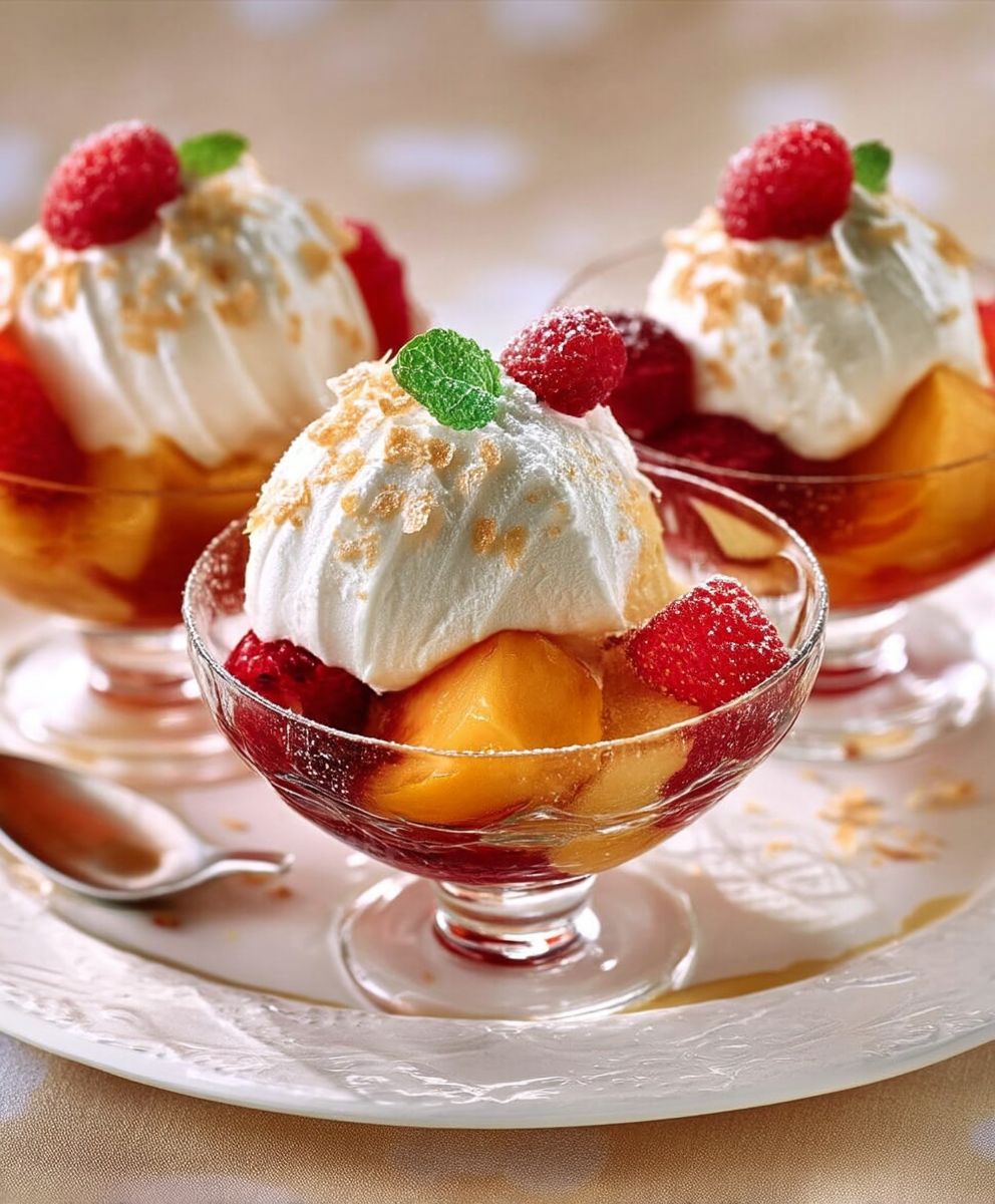 Pêches Melba dessert classique