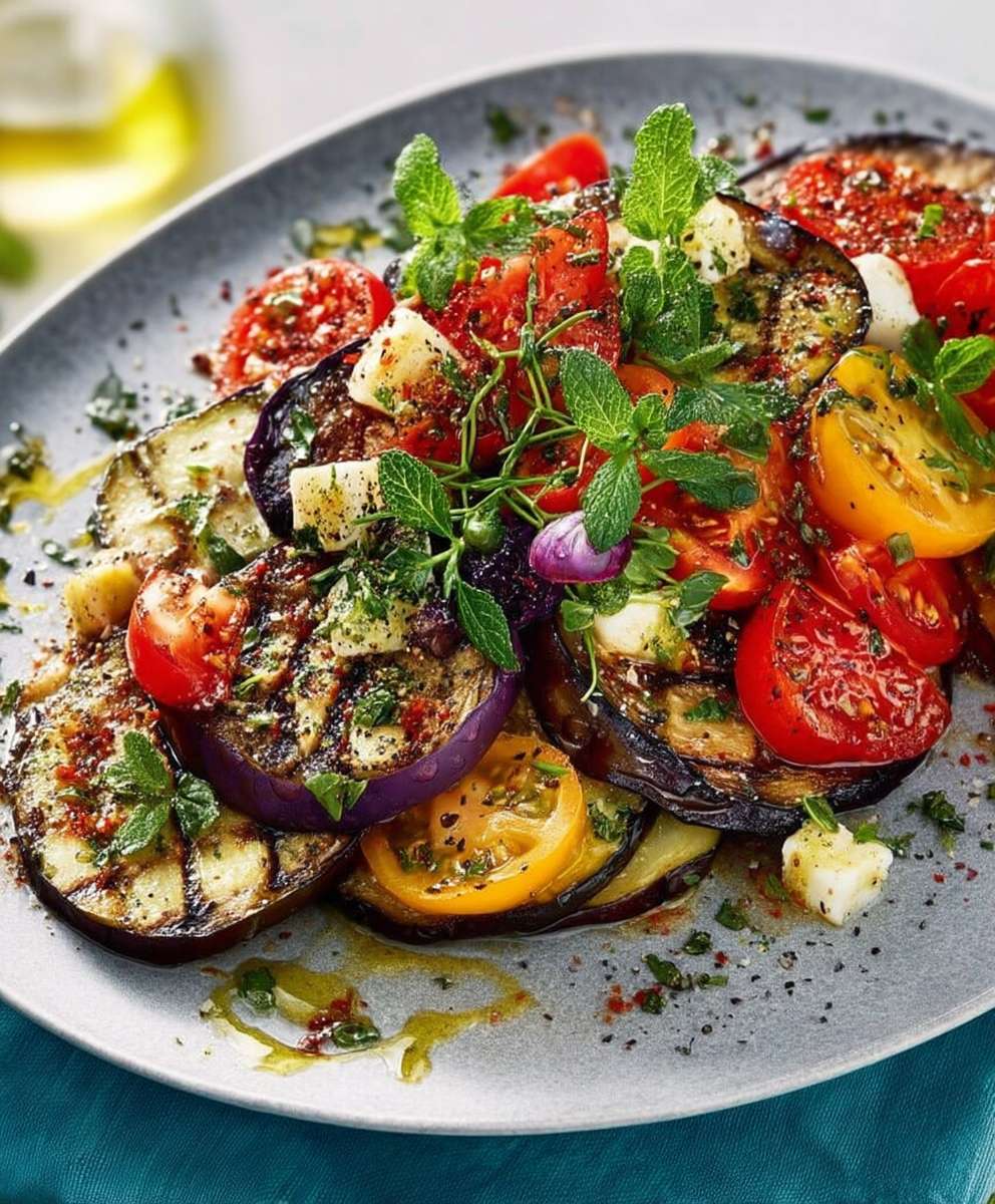 Salade aubergines tomates