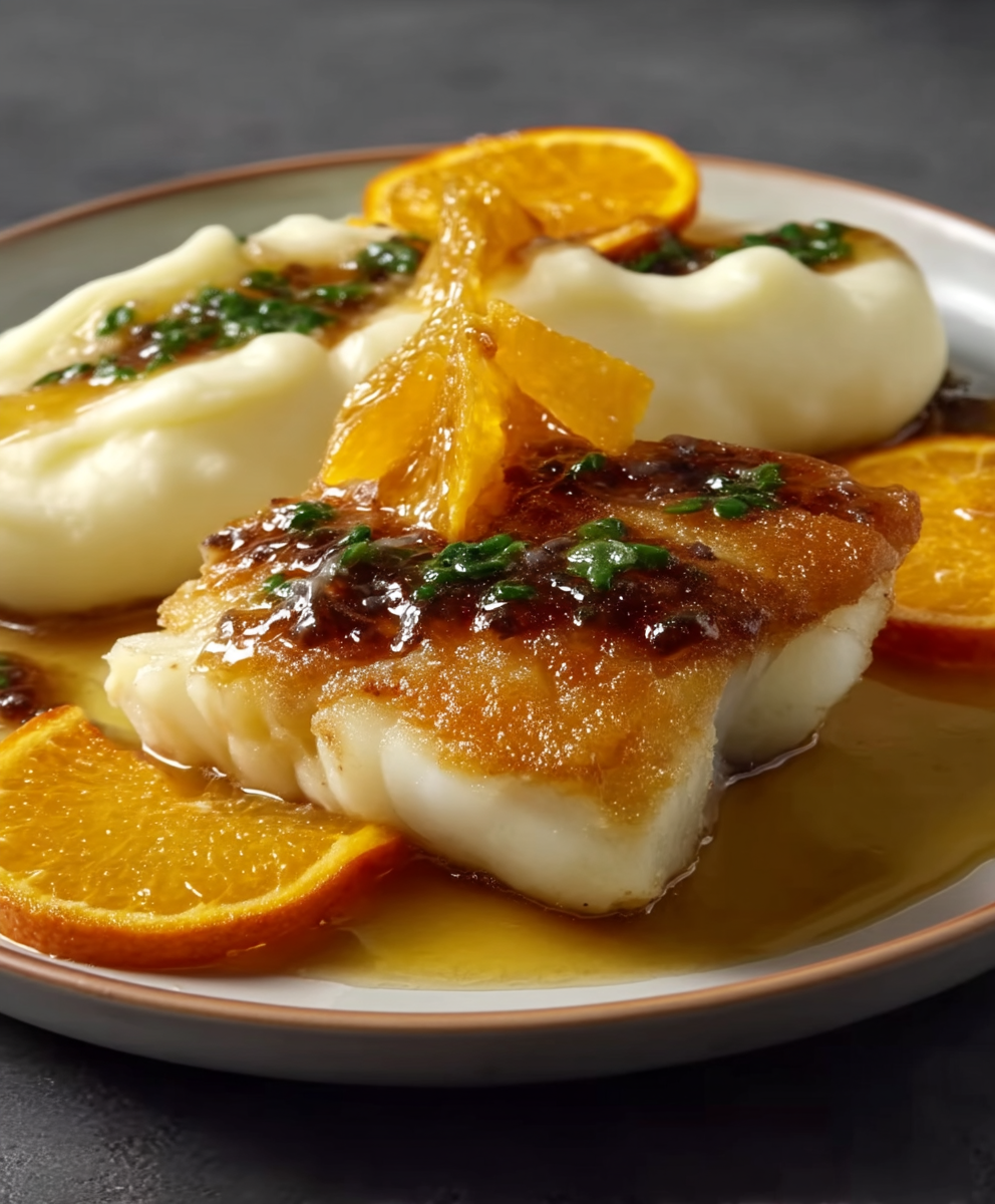 Cabillaud beurre orange vanille purée panais