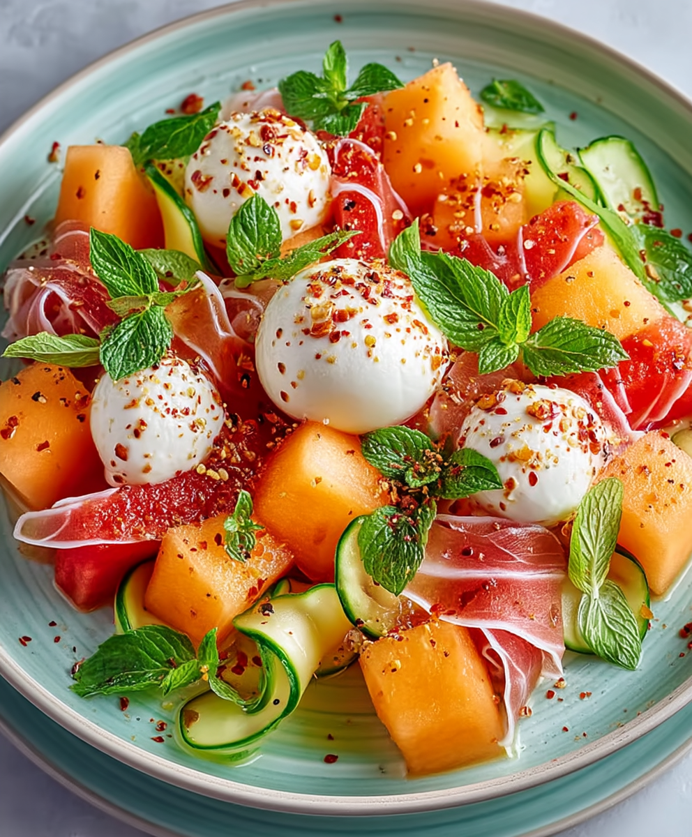 Salade melon mozzarella fraîche