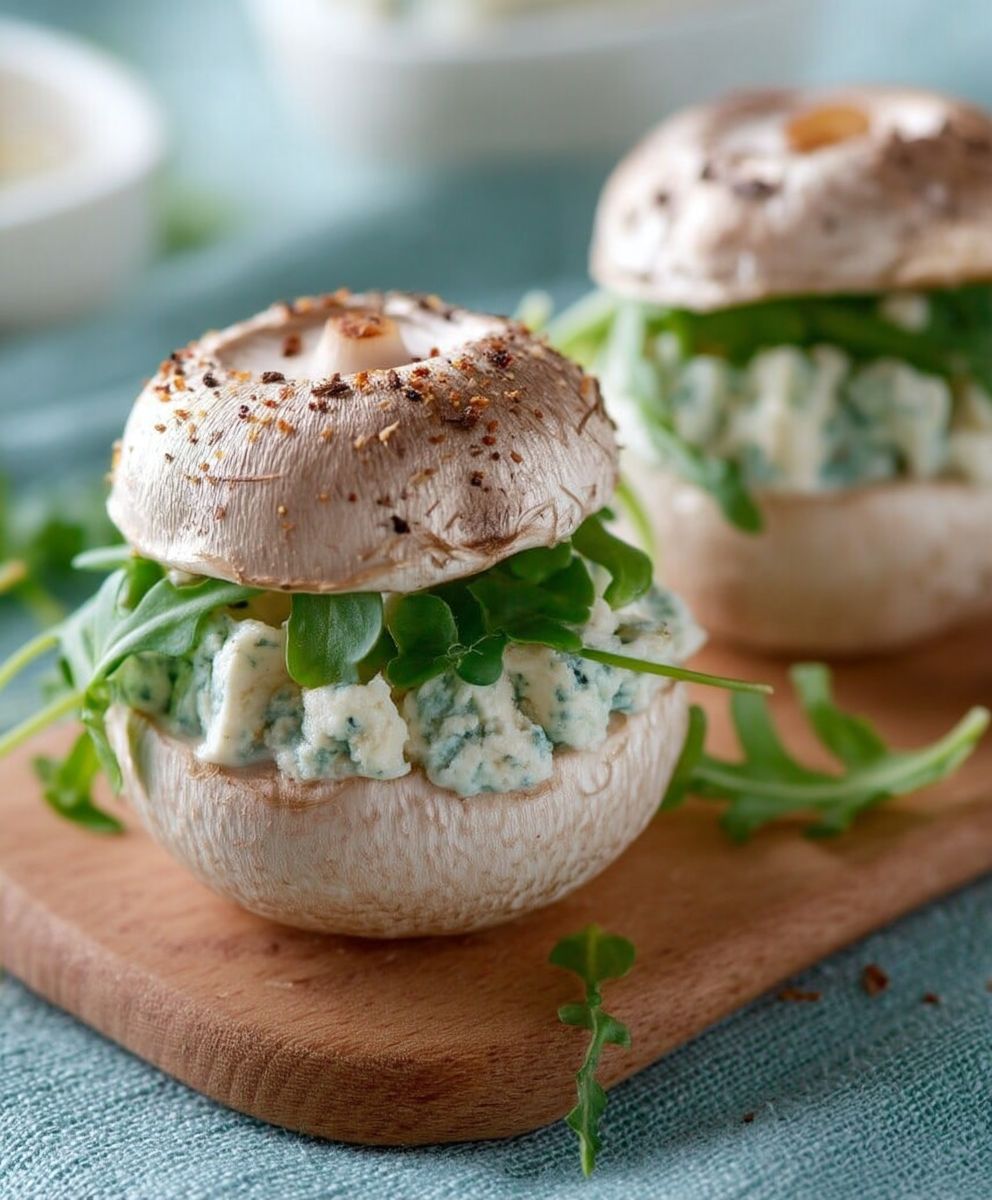 Macaron champignon fromage frais herbes