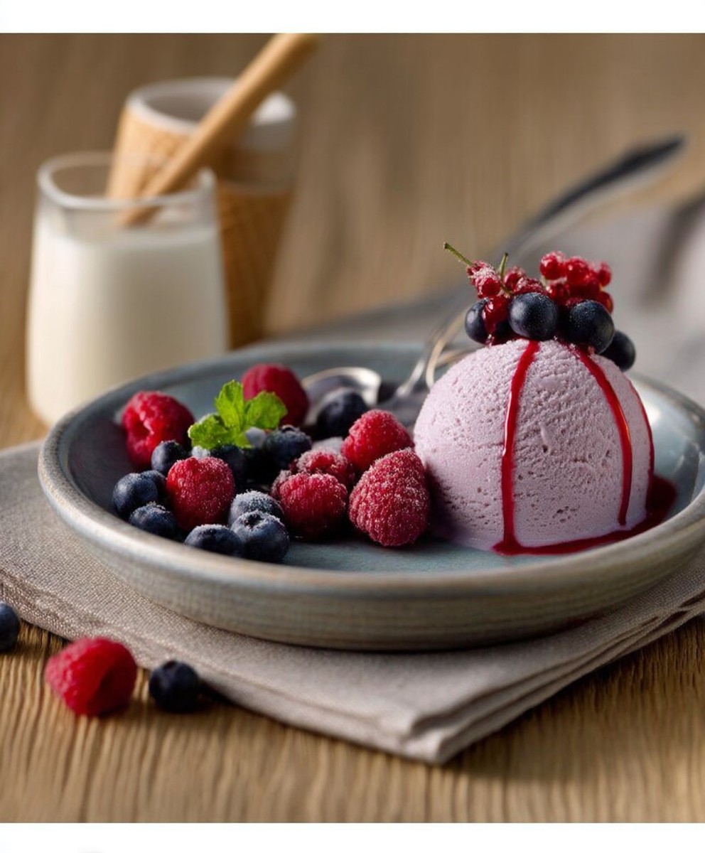 Glace yaourt myrtille fruits rouges
