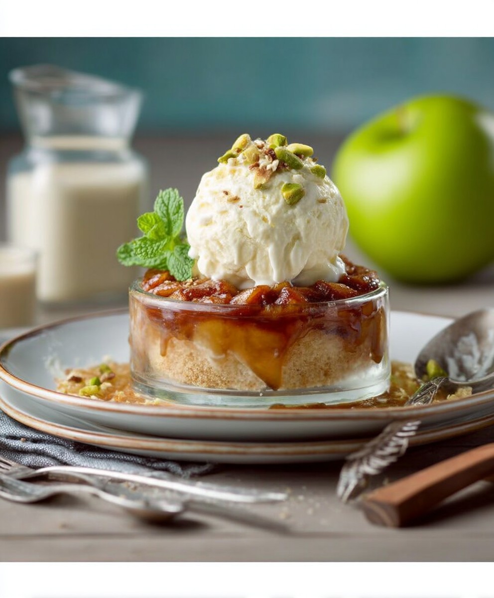 Crumble pommes caramélisées glace nougat