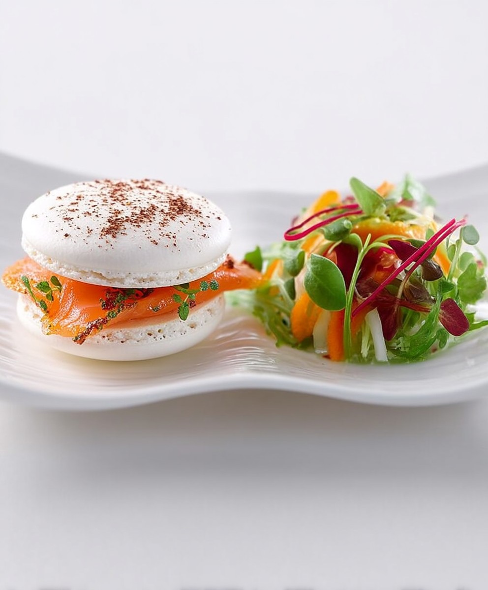 Macarons saumon fumé salade fraîcheur