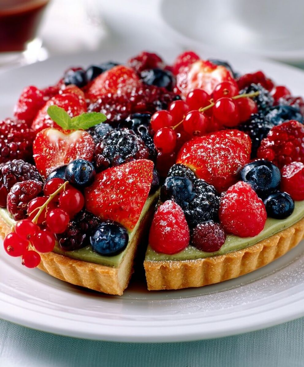 Tarte fruits rouges thé matcha