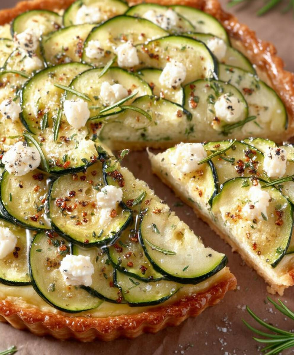 Tarte courgettes herbes de Provence chèvre