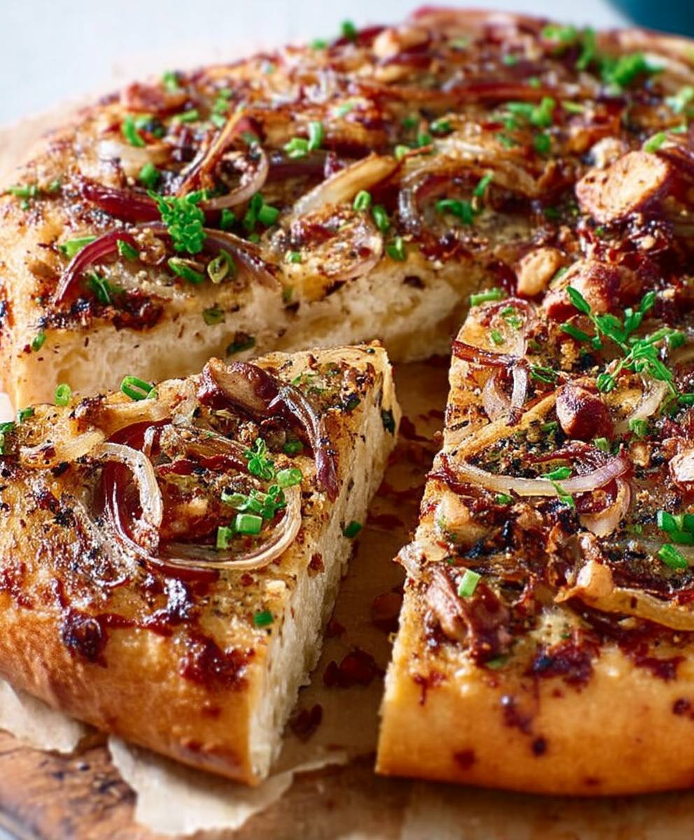 Pizza aux oignons caramélisés