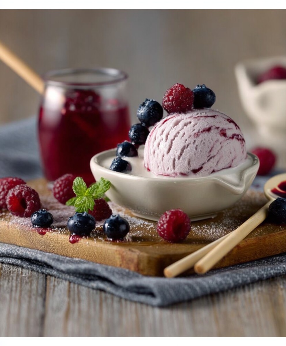 Glace yaourt myrtille fruits rouges