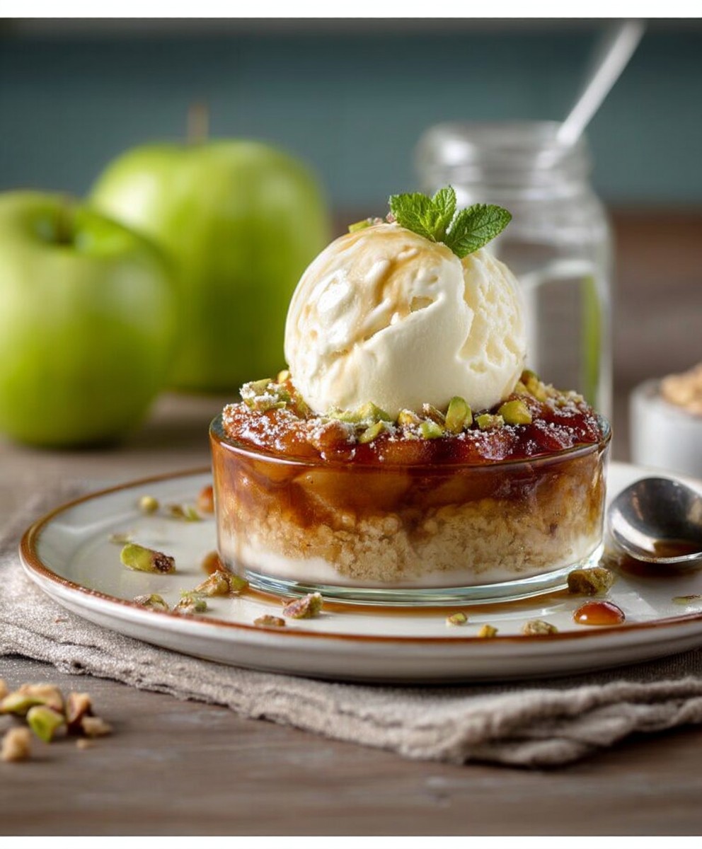 Crumble pommes caramélisées glace nougat