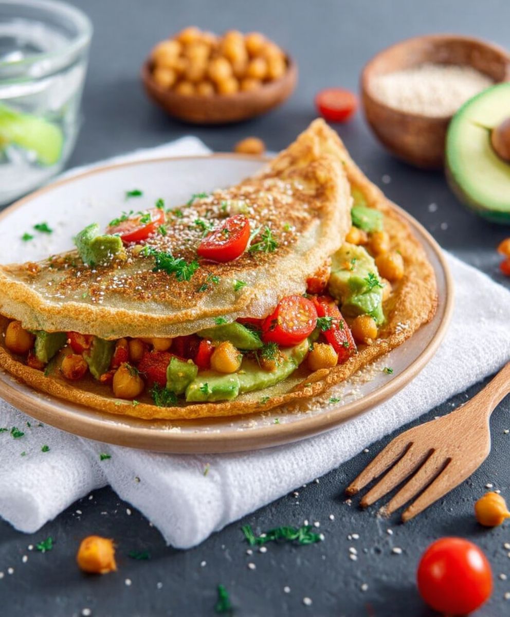 Crêpes pois chiches avocat