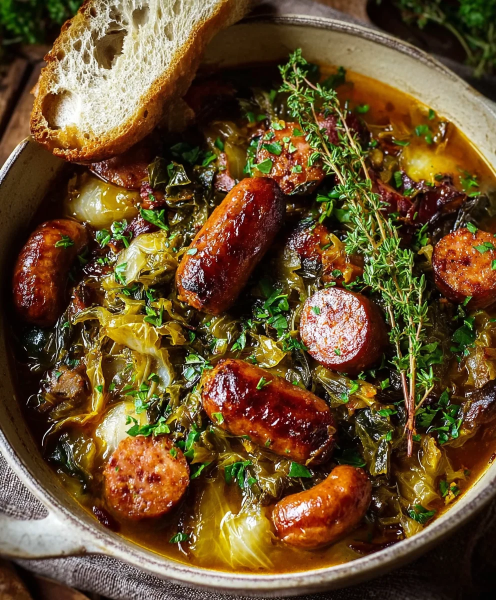Chou Vert Braisé aux Saucisses de Bœuf : Rustique & Savoureux