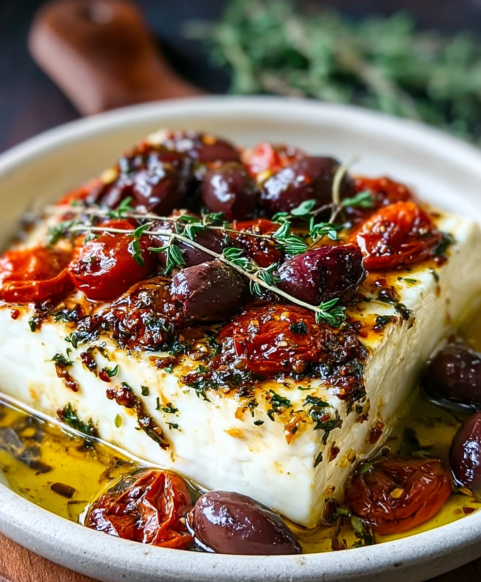 Feta Méditerranéenne au Four : olives & tomates irrésistibles