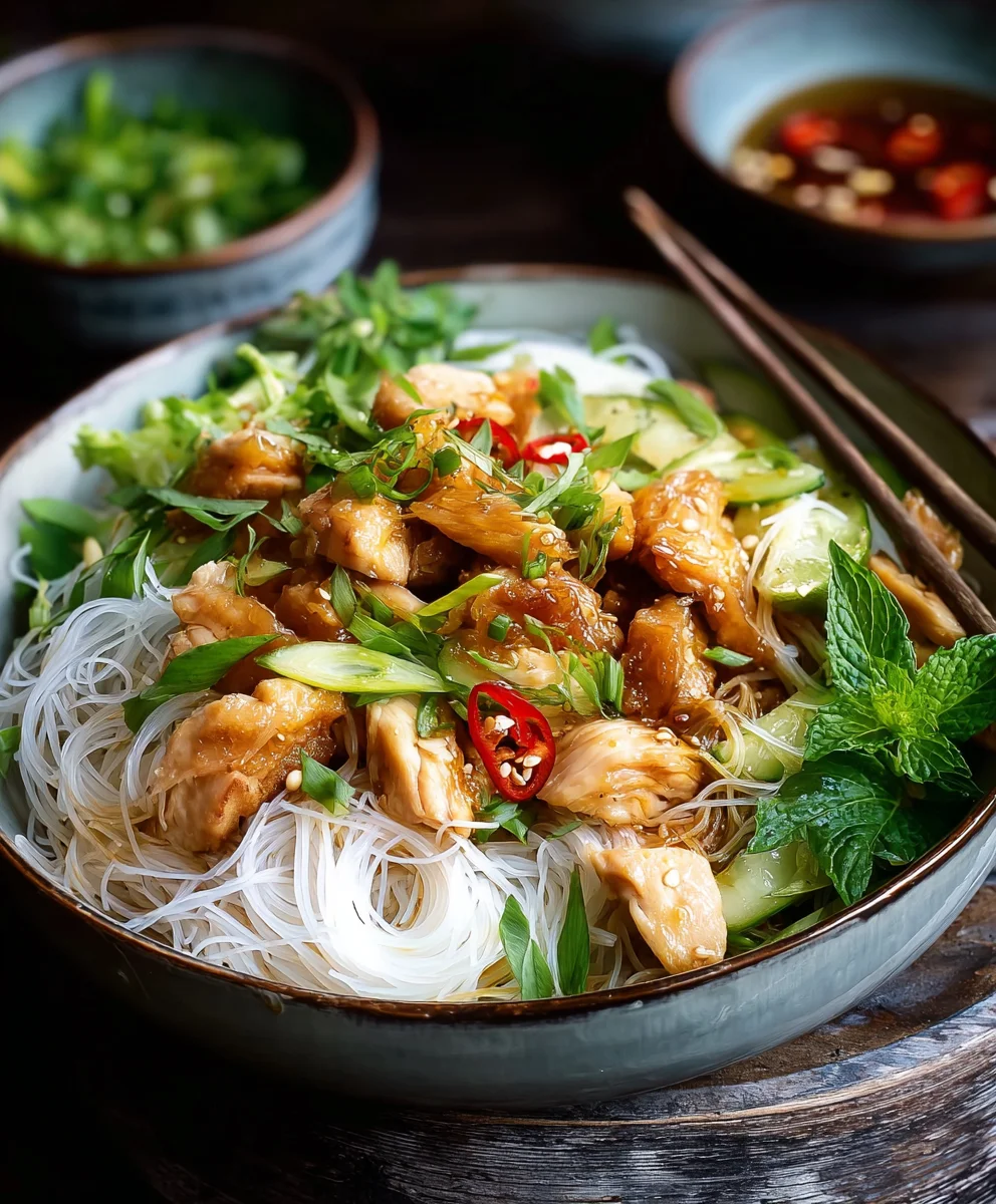 Recette Irrésistible : Poulet Citronnelle et Vermicelles.