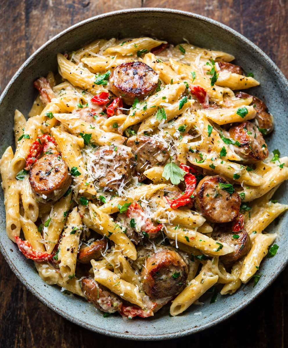 Pâtes Crémeuses Saucisse Cajun au Bœuf